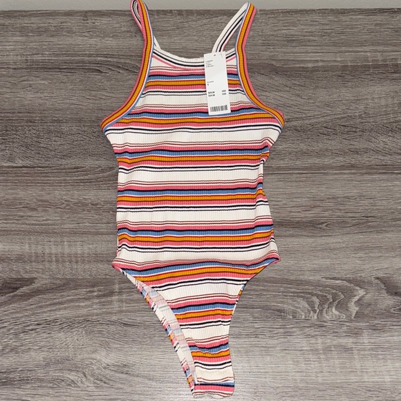 Urban Outfitters Tops - Out From Under Urban Outfitters Ribbed Rainbow Striped Bodysuit – Size S – NWT